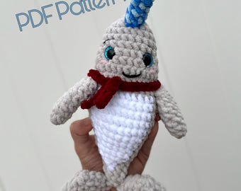 Willy the Whimsical Narwhal Crochet Pattern PDF– Amigurumi Narwhal Plush DIY