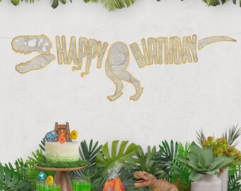 Happy Birthday PARTY DINOSAUR BUNTING - Etsy