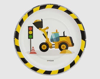 6 Construction Paper Plates | Kids Birthday | Boys Party | Table Decorations