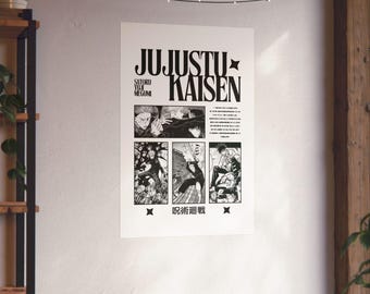 Jujutsu Kaisen (JJK) Satoru Gojo, Yuji Itadori, Megumi Fushiguro Poster | DIGITAL DOWNLOAD | 2pc Print Manga Art | Anime Wall