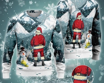 Pull Moche De Noël Femme Taille M Motif Père Noël Boule De Neige - Occasion Bon état