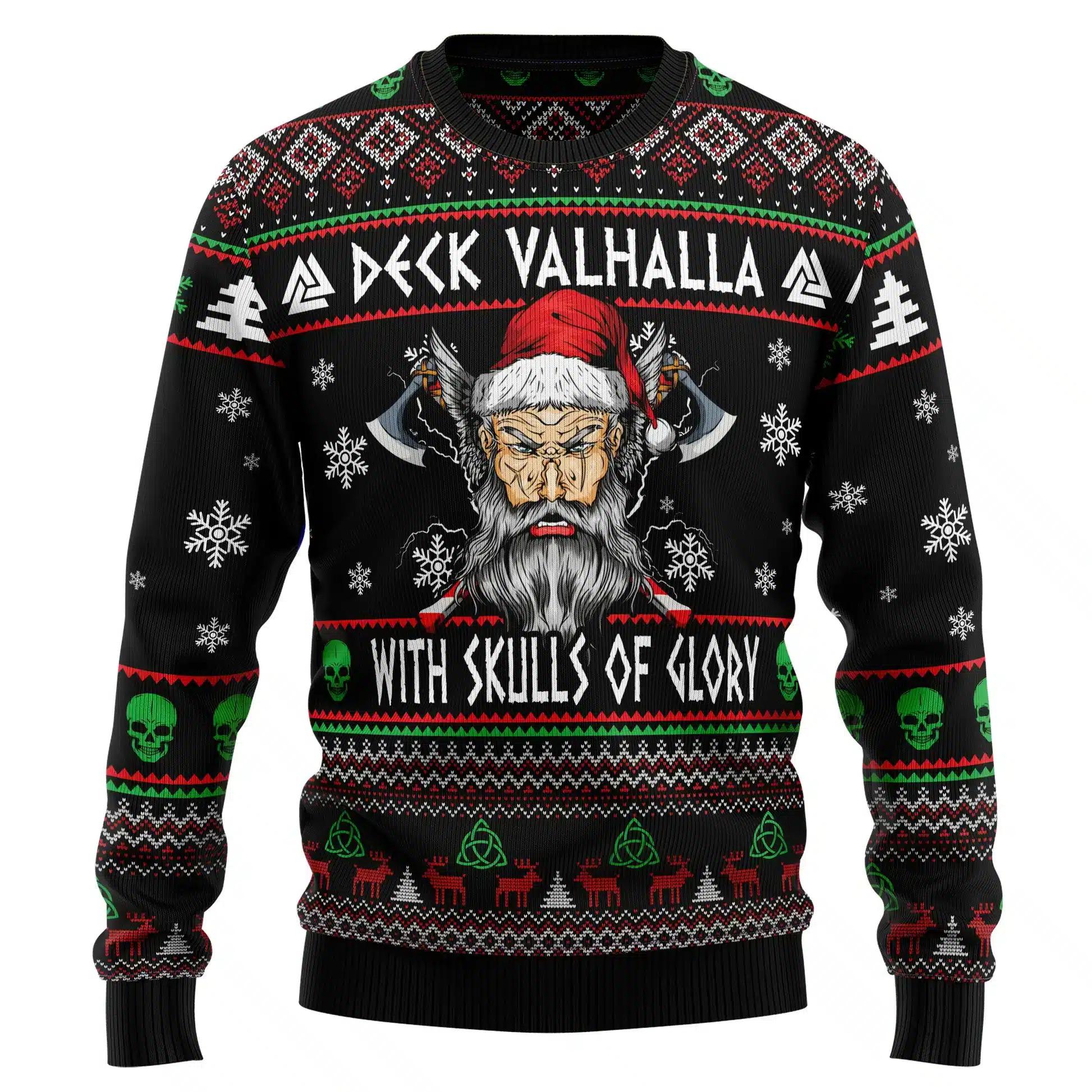Ugly Christmas Viking - Valhalla Viking (sul retro) Maglia con Ugly Christmas Viking - Valhalla Viking (sul retro) Maglia con
