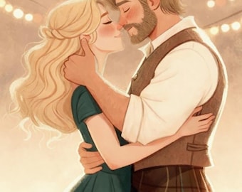 Arte de personajes de libros personalizados: Ilustración digital, retrato de fantasía