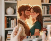 Premade Romance Book Cover, Illustrated Couple, eBook Design