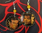 Star Trek Bottle Cap Earrings, Original Star Trek, Captain Kirk, Uhura