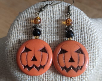 Jack-o-Lantern Pumpkin Earrings