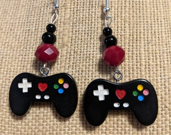 Video Game Controller Earrings - Black