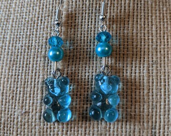 Gummy Bear Earrings - Blue, Candy