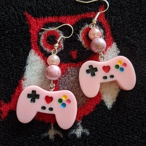 Video Game Controller Earrings - Light Pink