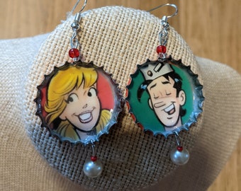 Betty & Jughead Bottle Cap Earrings