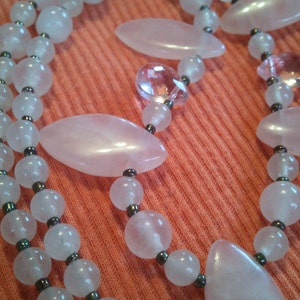 Rose Quartz Necklace, Stunning Stone Necklace, Pink, Crystals