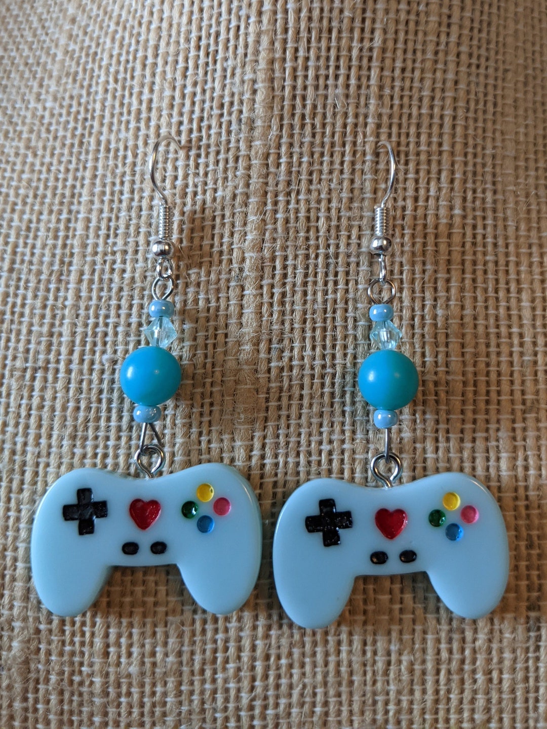 Video Game Controller Earrings - Light Blue - Etsy