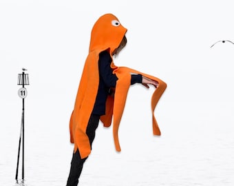 Orange Octopus Cape, Halloween Costume or Dress Up Cape