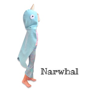 Narwhal Cape, Kids Halloween Costume, Narwhal Costume, Pretend Play Costume image 1