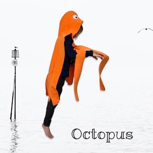 Orange Octopus Cape, Halloween Costume or Dress Up Cape