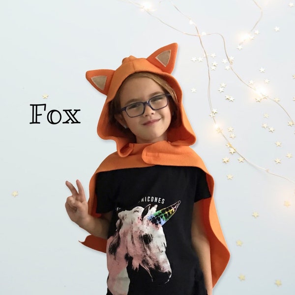 Fox Cape, Kids Halloween Costume or Dress Up Cape