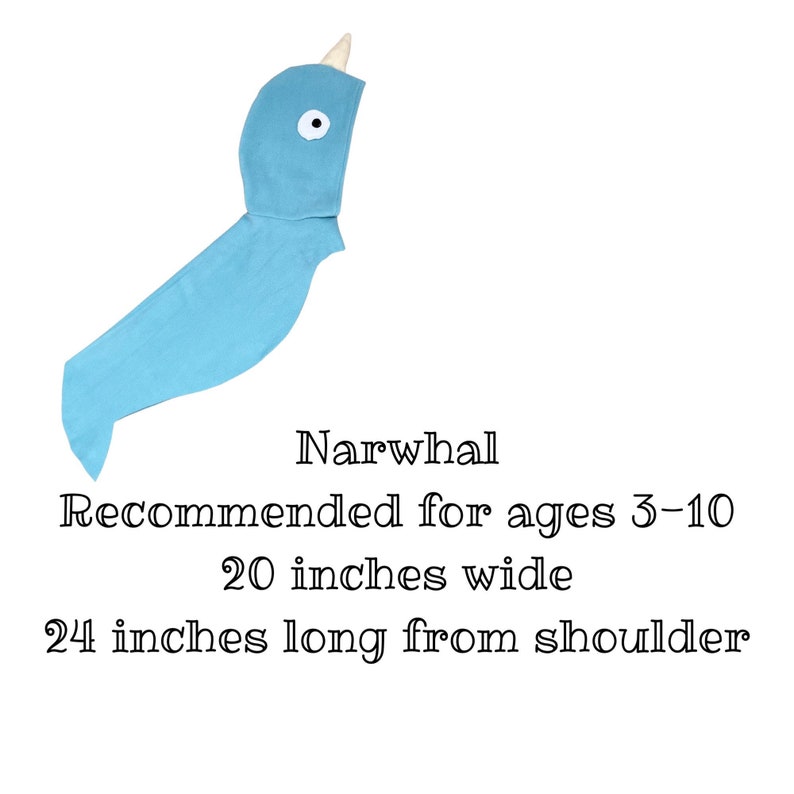 Narwhal Cape, Kids Halloween Costume, Narwhal Costume, Pretend Play Costume image 2