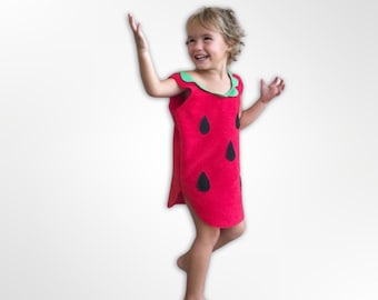 手作りフリース製いちごコスチューム：女の子用ドレス＆ヘッドバンド