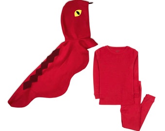 Rotes Schlangen Cape, Halloween Kostüm mit passendem Schlafanzug