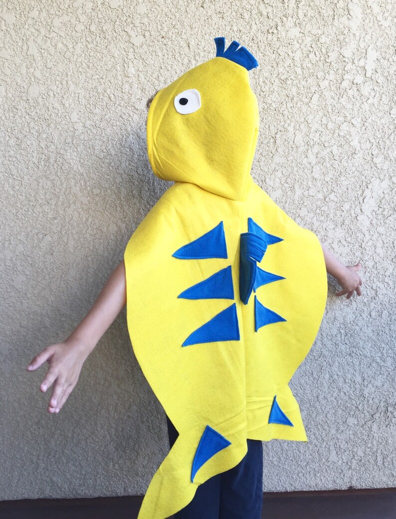 Yellow Fish Hooded Cape Kids Halloween Costume Flounder Etsy