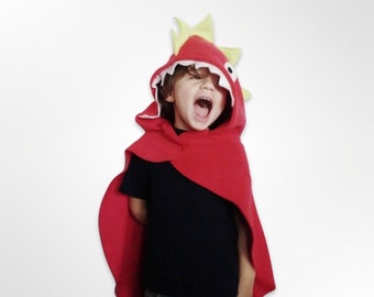 Red Dinosaur Cape, Halloween Costume or Dress Up Cape