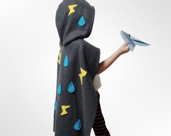 Storm Cloud Cape, Halloween Costume or Dress Up Cape for Kids