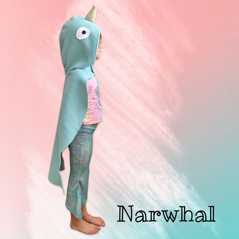 Narwhal Cape, Kids Halloween Costume, Narwhal Costume, Pretend Play Costume image 4
