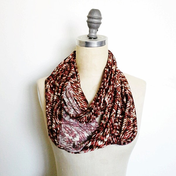 The Infinity Scarf in Oxblood Optic Print