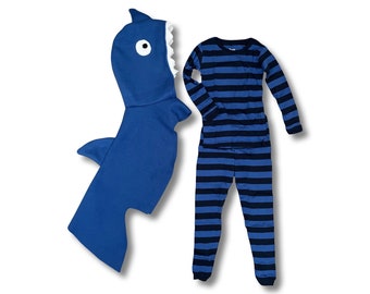 Blue Shark Cape with matching Pajamas, Halloween Costume or Dress Up Cape