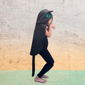Kids Black Cat Cape, Halloween Costume or Dress Up Cape
