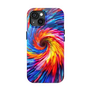 Colorful Swirl Phone Case with Vivid Rainbow Brushstroke Spiral Design for iPhone and Samsung Models, Abstract Artistic Tech Cover