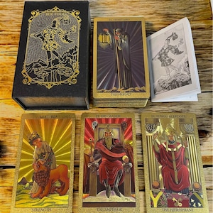 Tarot Card Deck, Gold Foil Tarot Deck, for beginners, Divination Deck, 78 Tarot Cards with Book, Gold Foil Antique Tarot Cards, Perfect Gift