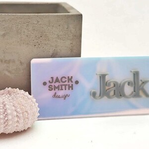 IRIDESCENT OPAL Badge with Magnet in Raised Lettering