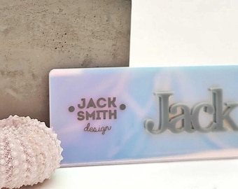IRIDESCENT OPAL Badge with Magnet in Raised Lettering