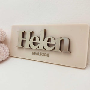 VINTAGE WHITE VELVET Badge with Magnet in Raised Lettering