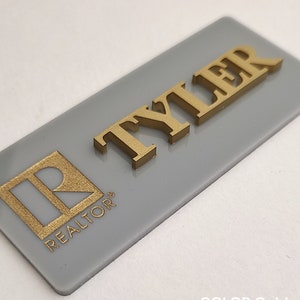 BATTLESHIP GRAY Badge with Magnet in Raised Lettering