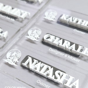 CLEAR Badge with MAGNET in Raised Lettering