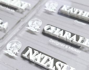 CLEAR Badge with MAGNET in Raised Lettering