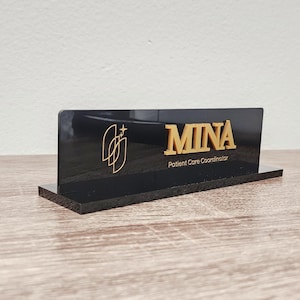 Black Desk Plate with Raised Lettering