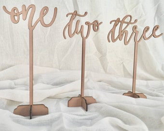 Laser Cut Wooden Calligraphy Table Numbers V2