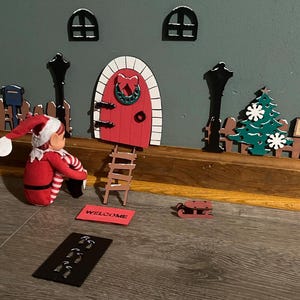 Kit de elfo; Puerta de elfo; Casa de elfo; Puerta de elfo; Decoración navideña; Kit de bienvenida de elfo
