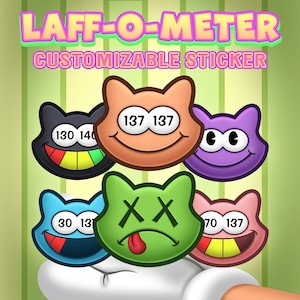 Cat Laff-O-Meter Stickers || Toontown | Customizable | Personalized Toon | 2-5 Inches | Laptop Decal | Die Cut | Decorative | Stationary