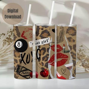 Baddie Tumbler Wrap 20oz Sublimation, that girl, Leopard tumbler wrap skinny tumbler sublimation Wrap Download PNG