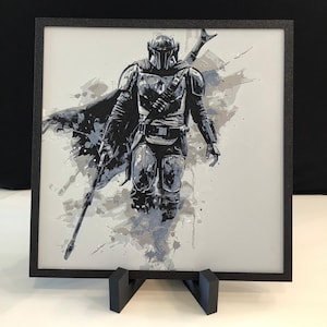 Mandalorian Star Wars Inspired Hueforge 3D Printed Art – Framed & Ready to display 8&quot;x8&quot;