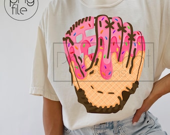Ice cream baseball glove drip, 2 colors, png file