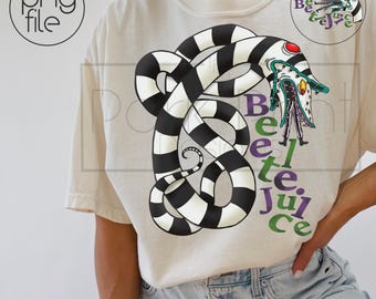 Beetlejuice, sandworm, front and back design, Halloween png design