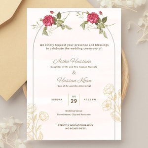 Personalized Wedding Card, Digital, Islamic Wedding, Nikkah, Walima, Digital Muslim Wedding Invite, Nikkah Invite, Islamic Wedding Card