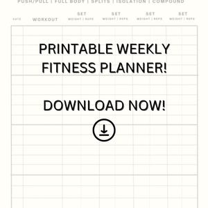 Printable Weekly Fitness Planner, Digital Workout Plan, Beginner Workout, Strength Plan,  Routine, Planner, Workout Template, Customizable