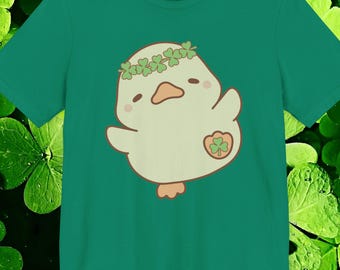 Camiseta unisex Lucky Duck St Patrick's Day, bonita camiseta con trébol, camiseta de celebración irlandesa, ropa de trébol verde