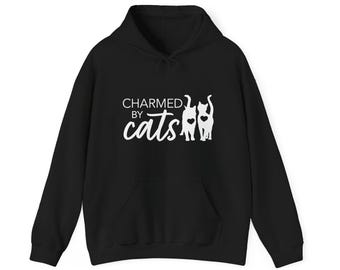 Charmed By Cats Unisex Hoodie, Cat Lovers Sweatshirt, Cat Mom Gift, Pet Owners Apparel, Animal Rescue Pullover, Hooded Jumper